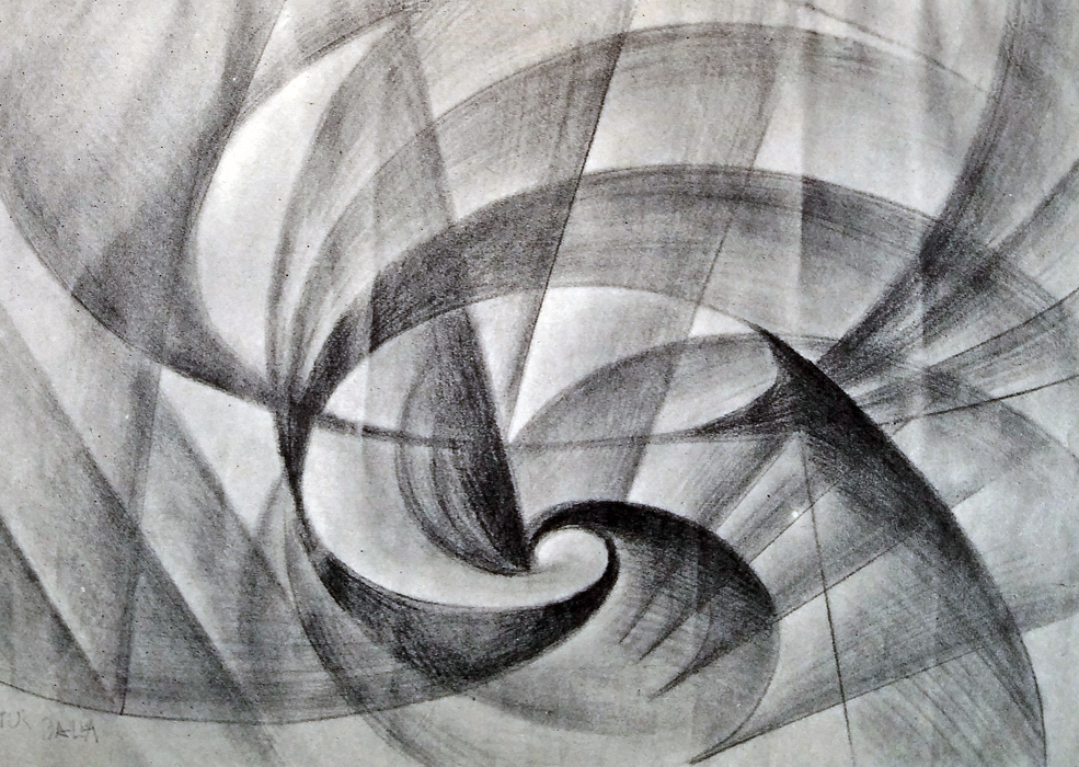 Giacomo Balla Vortice-linea di velocità matita su carta