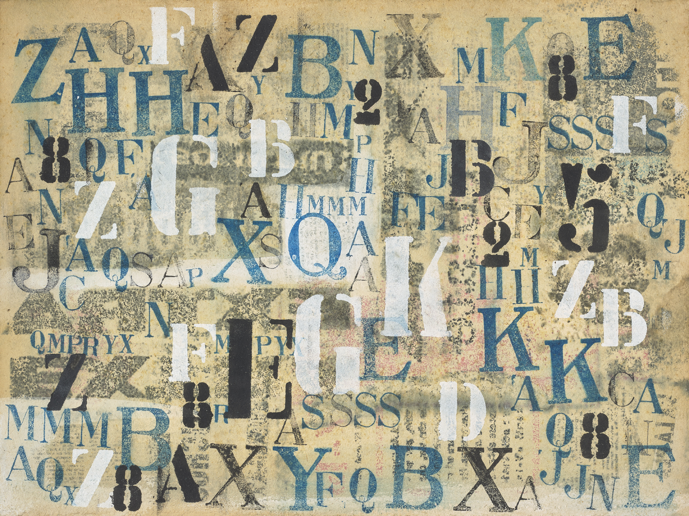 PINO PASCALI Lettere 1964pittura su cartone cm. 36x48