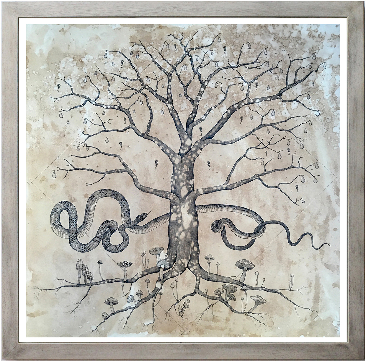A.Collesano – Fides Est Arbor – Disegno a china su carta anticata – cm 77 x 77 x 3 – 2020 pc