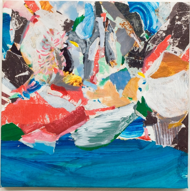 Fireworks, 2020, mixed media on paper on canvas, 50 x 50 cm