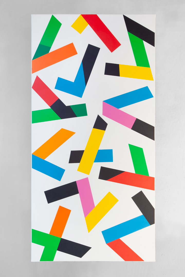 LB, Segni 1, 1975, acrilico su tela, 120 x 60 cm