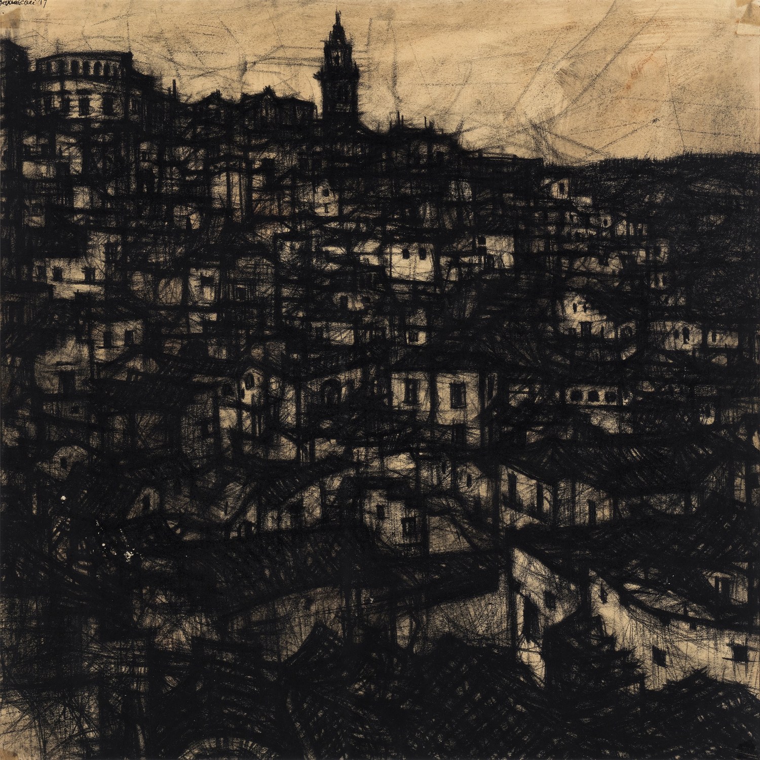 Livio Bernasconi, Matera, 1959, carboncino su carta, 43 x 43 cm_1500x1500