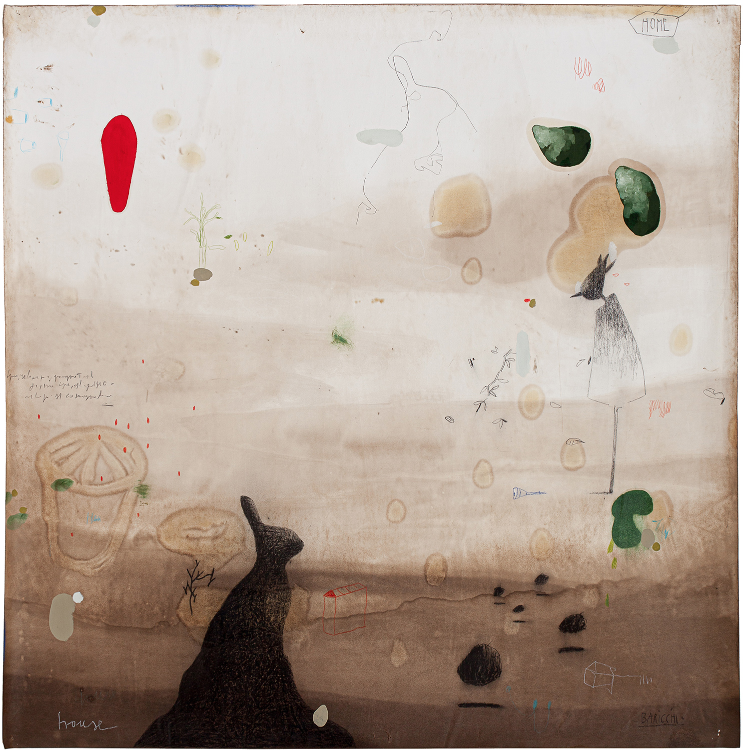 Mirko Baricchi – Him, tecnica mista su carta, 100×100, 2020