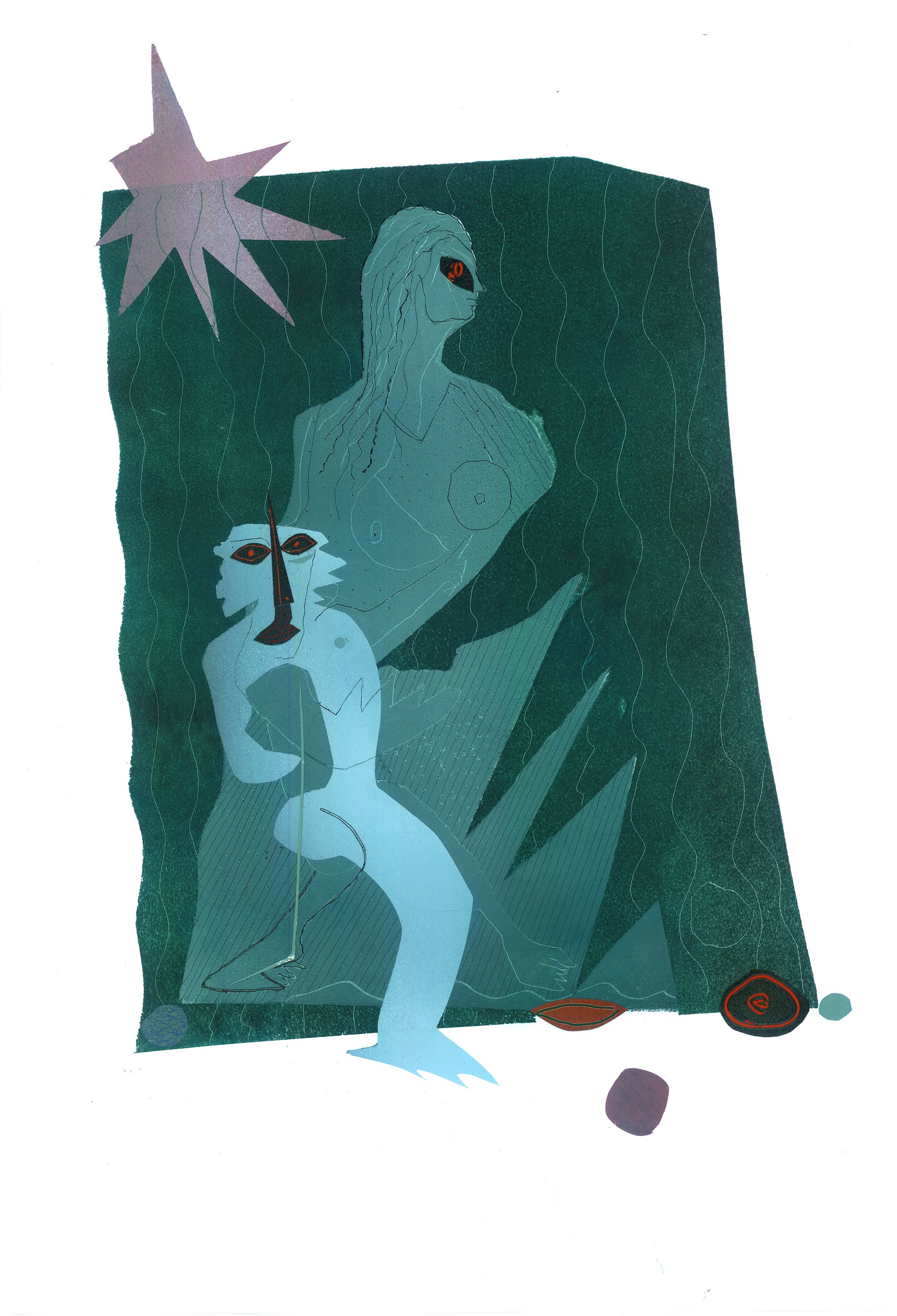 THE MAGICK CILDREN, 33×48 cm, oil, china on paper, 2020-min