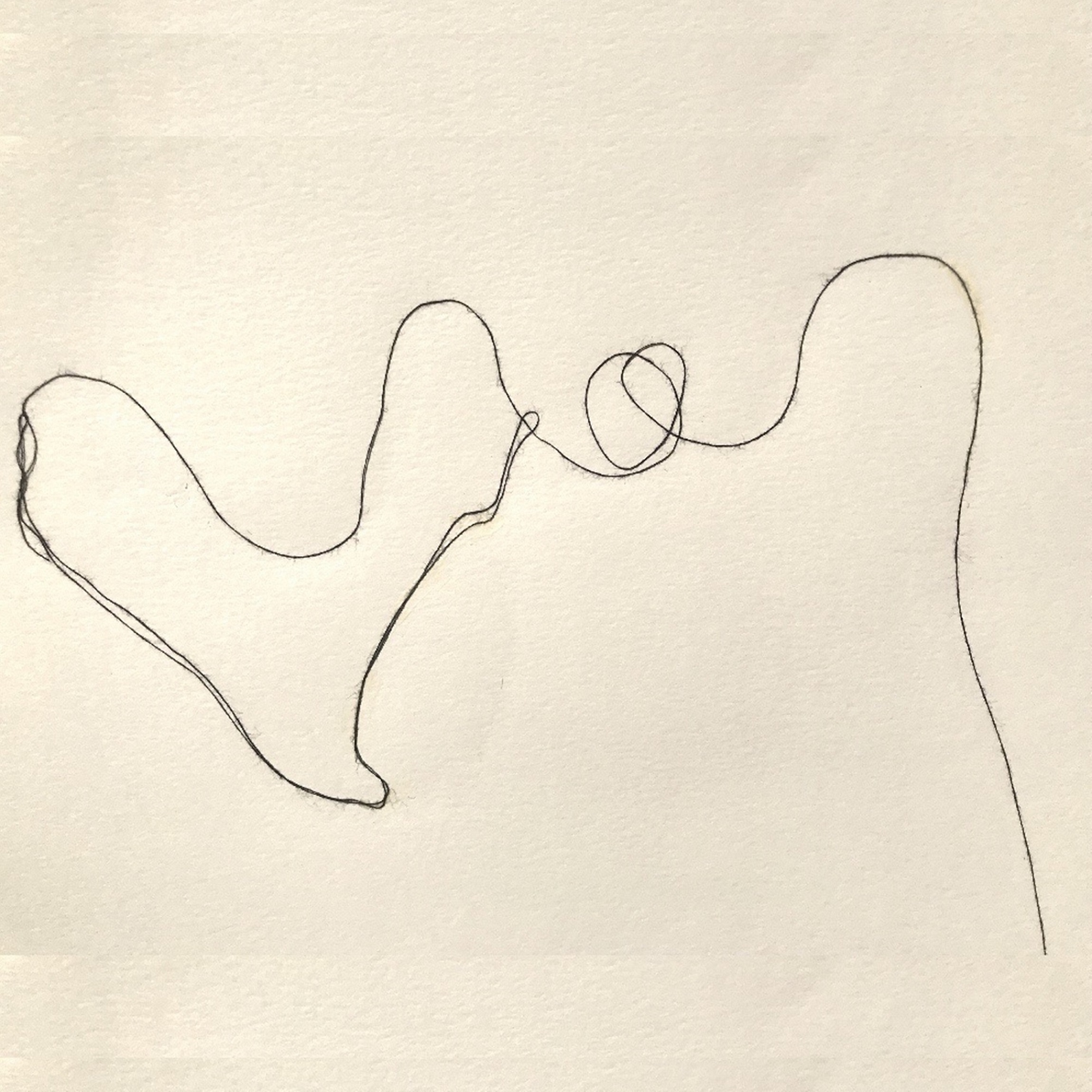 Enmai_A woman on her back_ Cotton thread on paper_ 30x40cm_2018