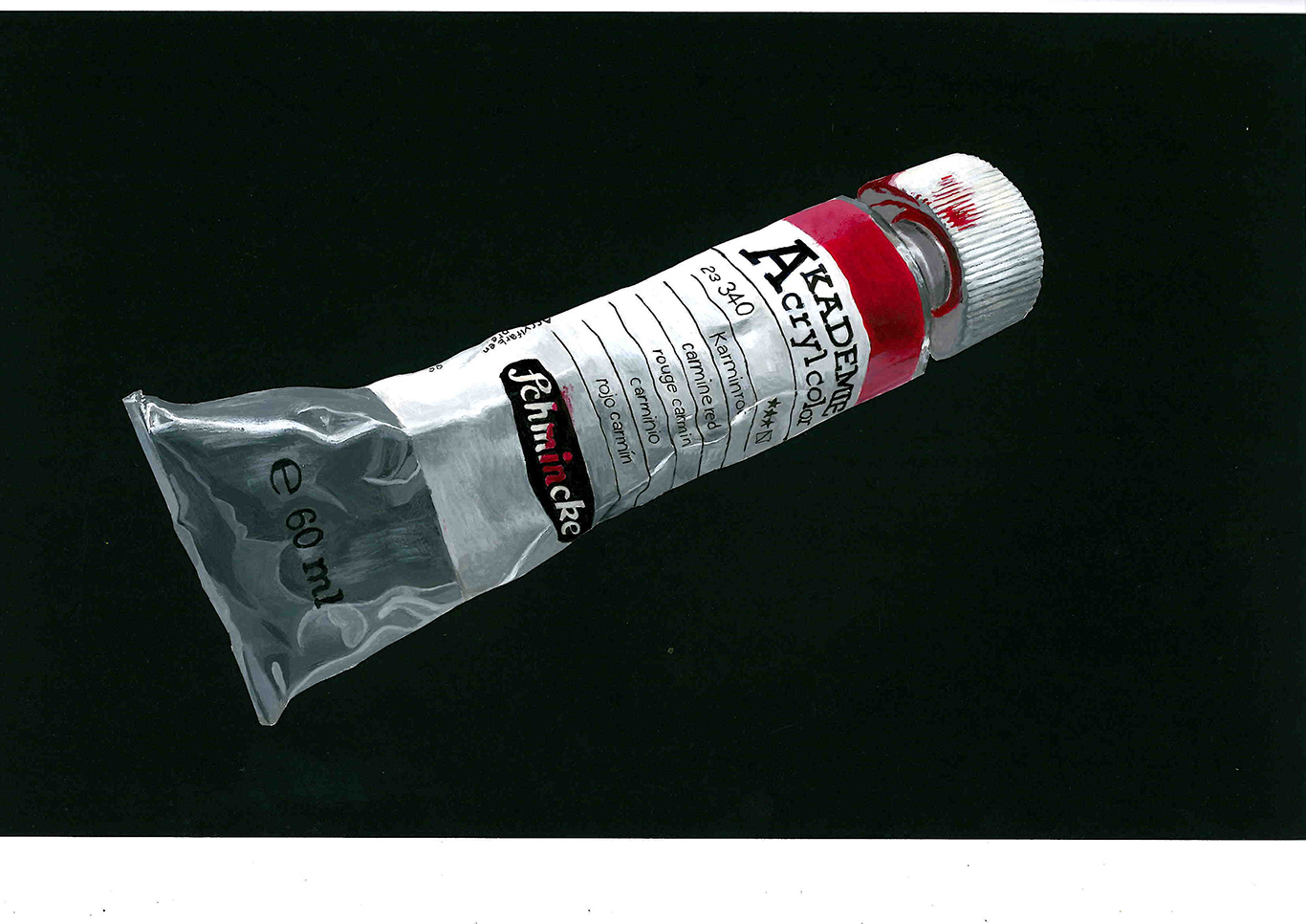 Trompe-loeil-acrylic-paint-tube._Acrylics-on-stretched-cartidge-paper_47-cm-x-33-cm_Maria-Galtarossa_
