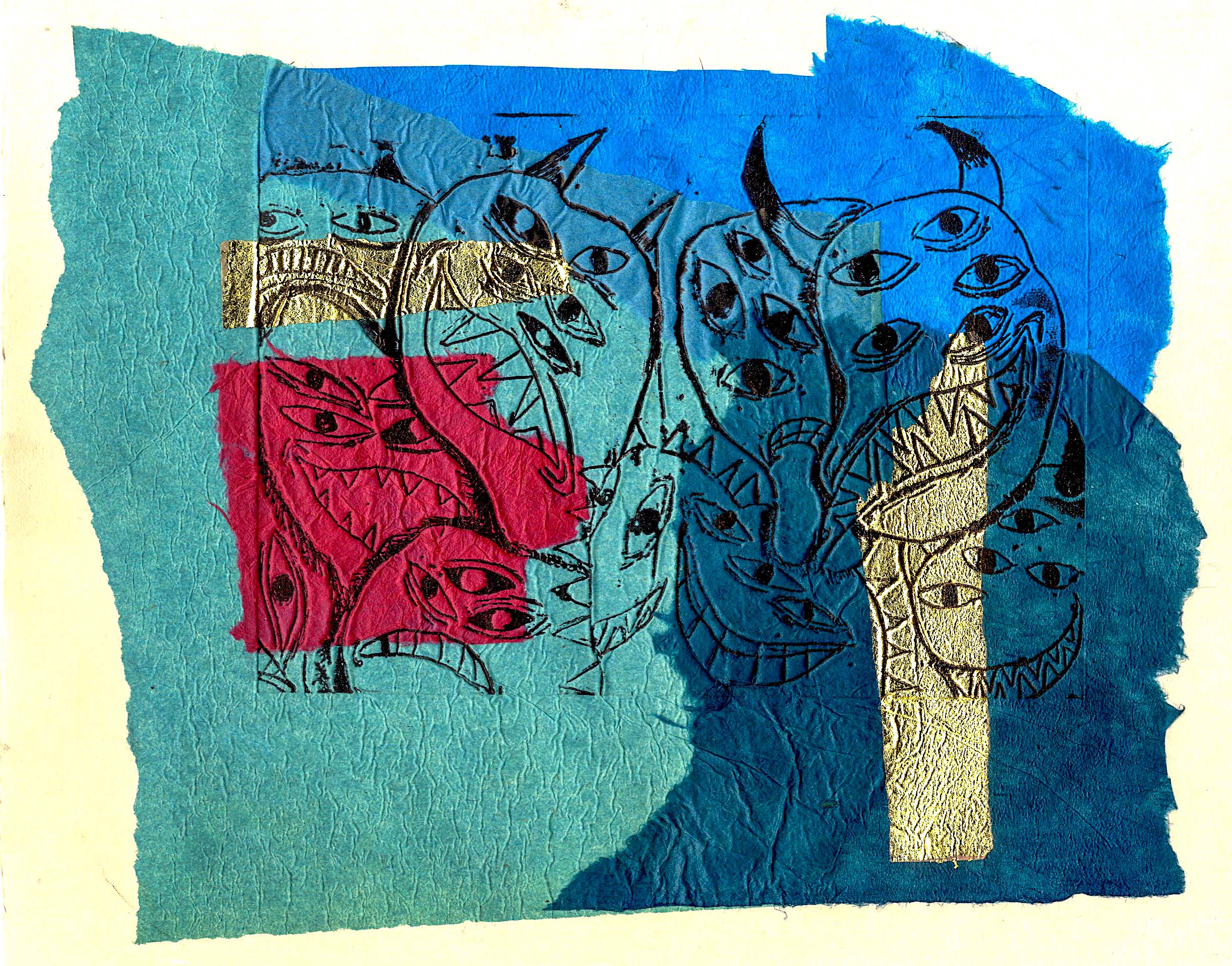 Untitled._Solar-plate-print-Chine-colle-gold-leaf-on-handmade-paper-43-cm-x-33-cm_43-cm-x-33-cm_Ed-Lee